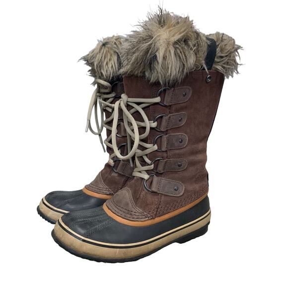 Sorel Joan of Arctic Tall Boots Women's Sz 6 Brown Waterproof Insulated Lace Up - Picture 1 of 13